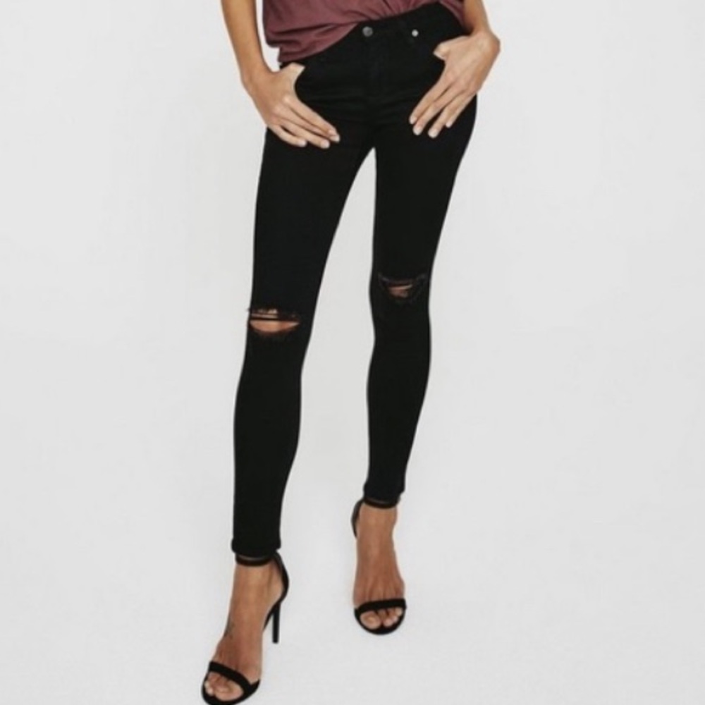 AG Adriano Goldschmied Jeans Women's 25 Black Ankle Distressed Super Skinny - Picture 16 of 16